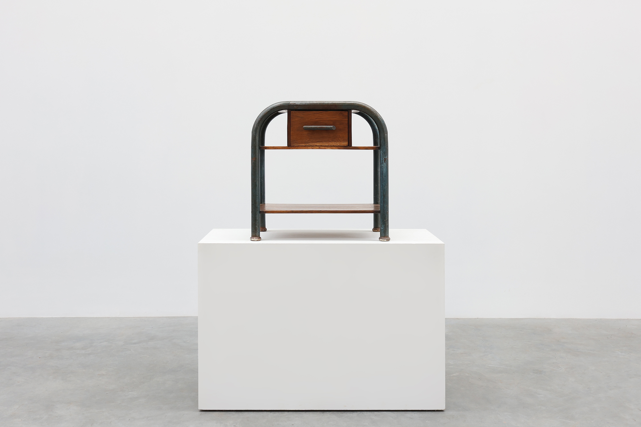Industrial side table or nightstand in Bauhaus style, Belgium ca. 1910thumbnail